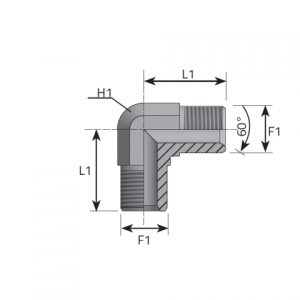 90° Adapter male BSPP – male BSPP. (LMG)